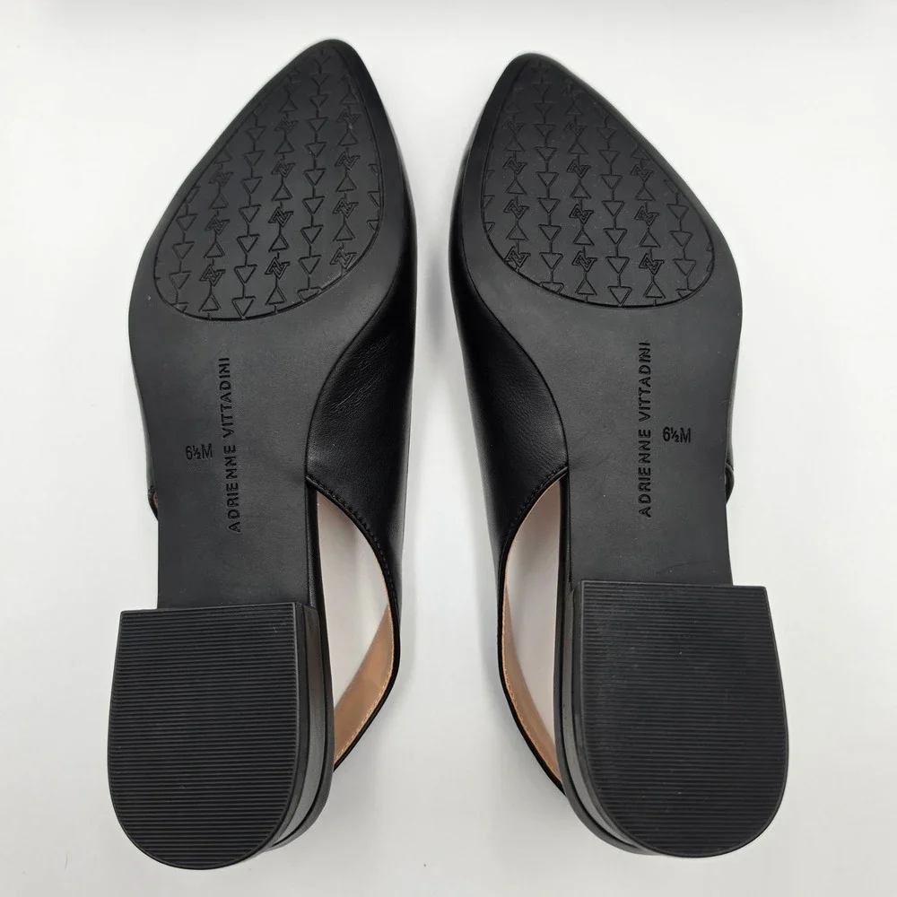 Adrienne Vittadini Papina Black Slingback Pointed Toe Block Heel Pumps 6.5M